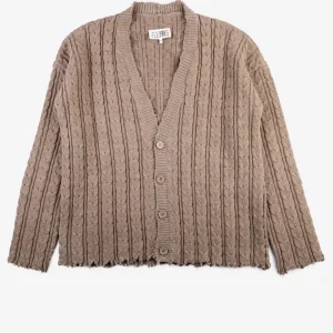 Cardigan distressed in misto lana