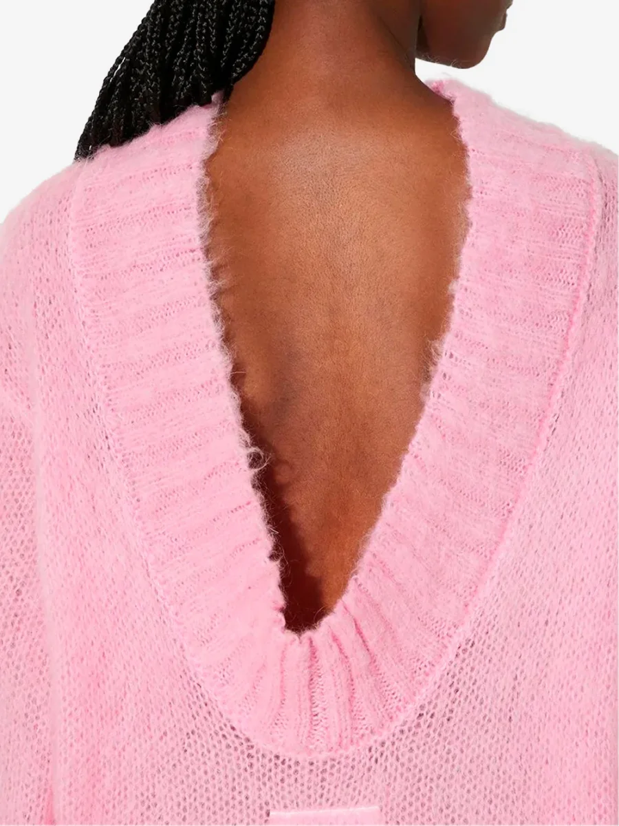 Abito rosa in maglia misto mohair - immagine 4