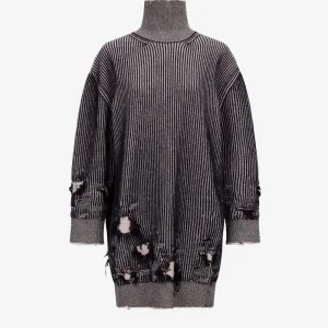 Abito corto a coste distressed