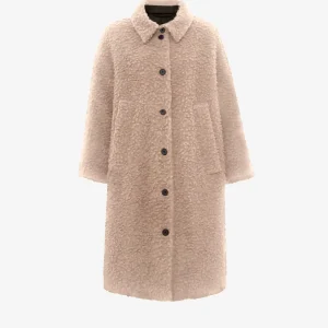 Cappotto beige in misto lana con colletto 'Ricciolo'