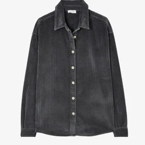 Camicia 'Padow' in velluto a coste grigia