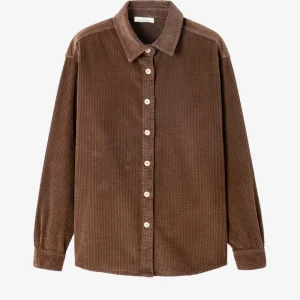 Camicia 'Padow' in velluto a coste marrone