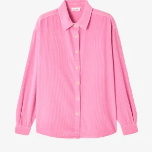 Camicia 'Padow' in velluto a coste rosa antico