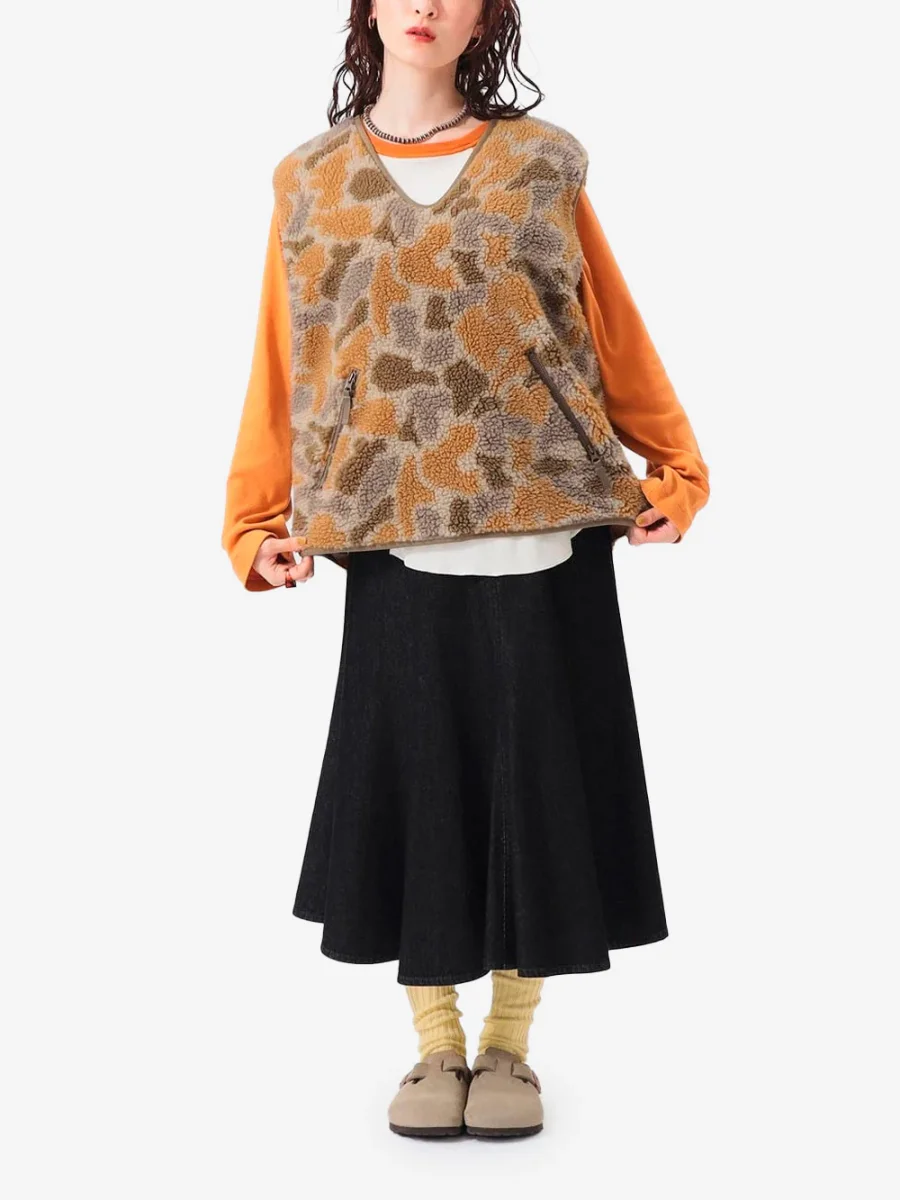 Gilet in pile con jacquard camouflage - immagine 3