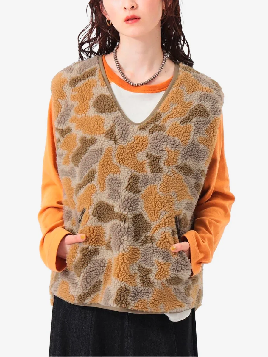 Gilet in pile con jacquard camouflage - immagine 4