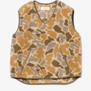 Gilet in pile con jacquard camouflage