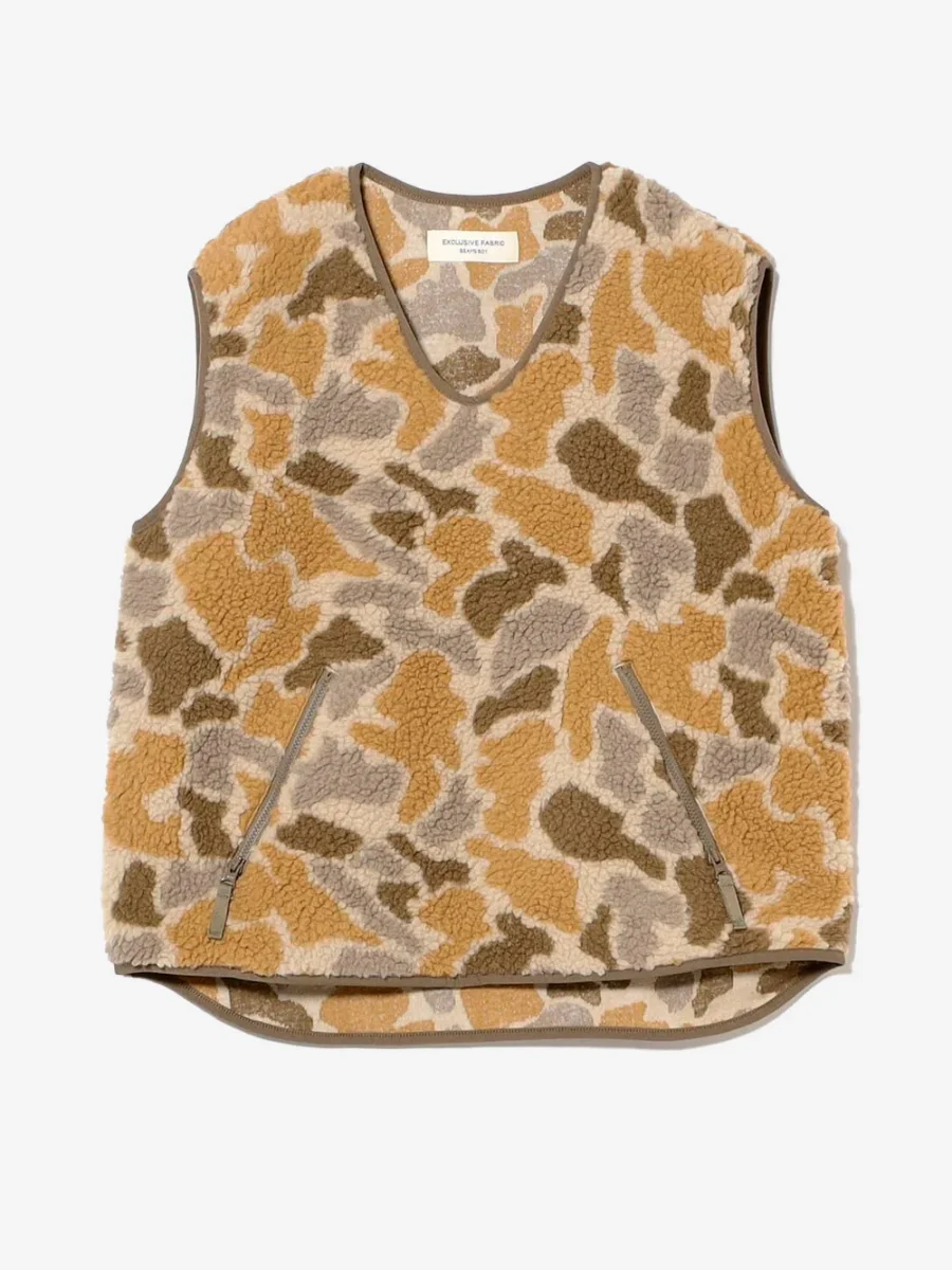 Gilet in pile con jacquard camouflage