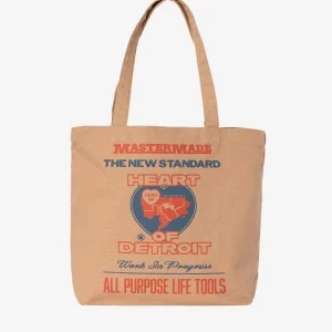 Tote in canvas marrone con grafica (15 l)