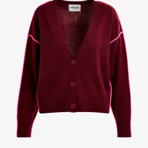 Cardigan misto lana con dettagli a contrasto