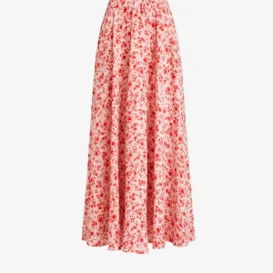 Gonna lunga floreale beige e rosa