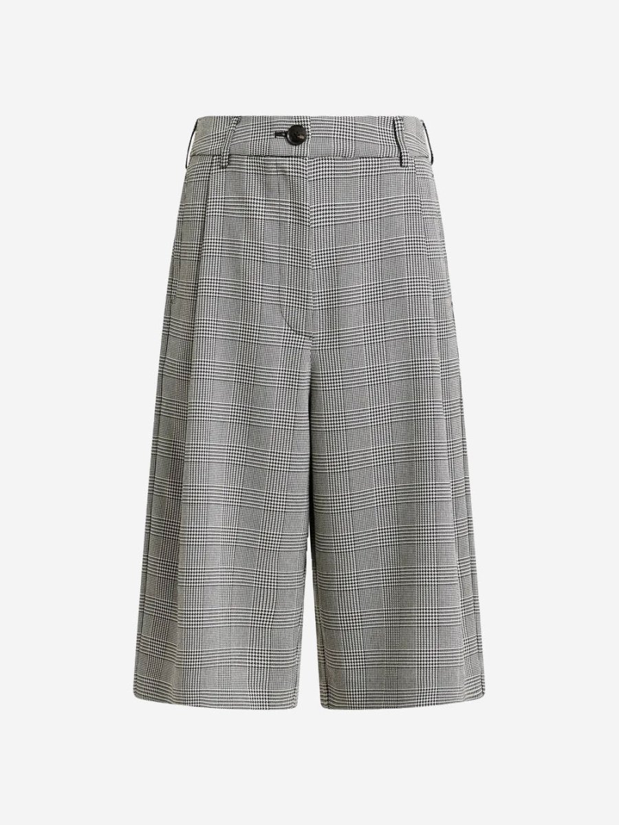 Bermuda sartoriali a gamba larga con quadri grigi e neri - immagine 2