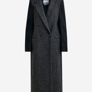 Cappotto Doppio Petto misto lana con Maniche a Contrasto