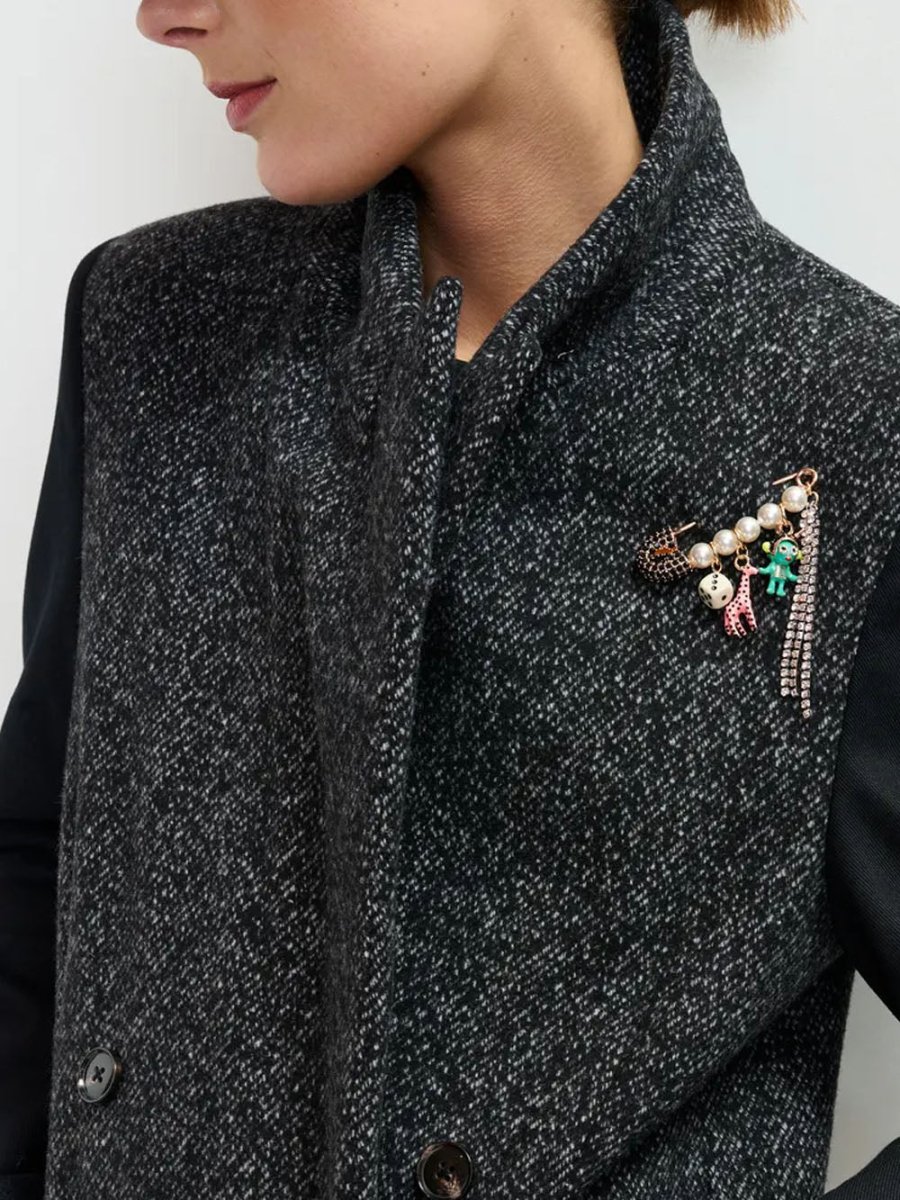 Cappotto Doppio Petto misto lana con Maniche a Contrasto - immagine 6