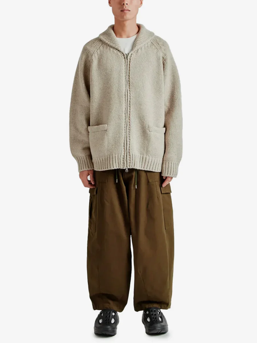 Cardigan Cowichan in misto lana beige con zip - immagine 3