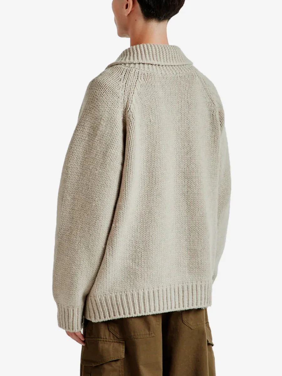 Cardigan Cowichan in misto lana beige con zip - immagine 5