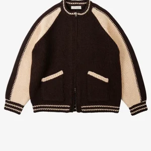 Cardigan Varsity in misto lana con zip