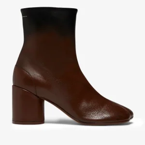 Stivaletti Anatomic marroni con tacco a cilindro e stitch