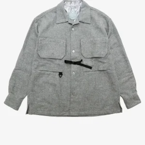 Giacca camicia outdoor grigia in misto lana