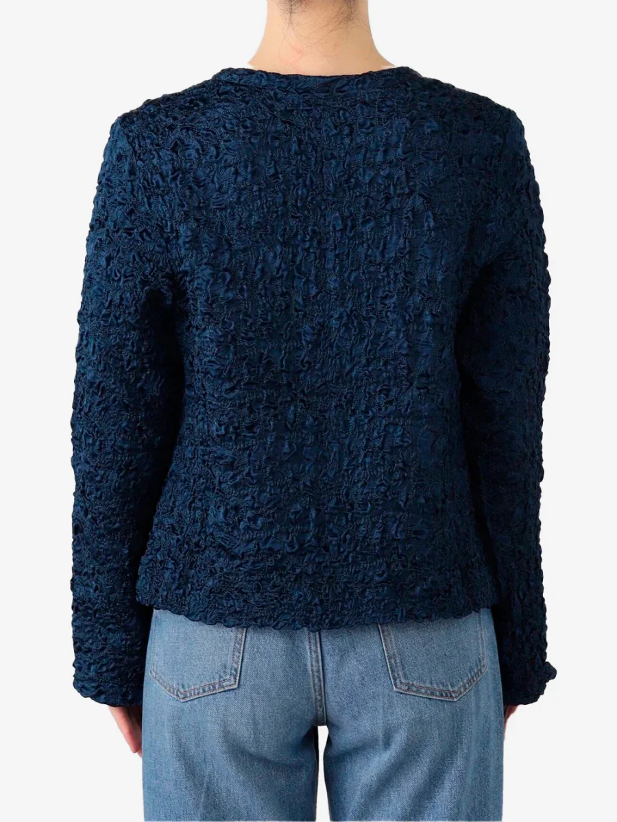 Giacca blu con ricamo satinato - immagine 5