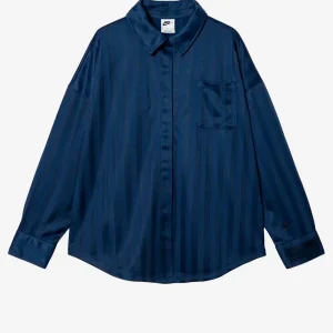 Camicia a righe in jacquard oversize blu e nera