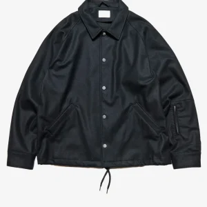 Giacca Coach nera in lana Melton leggera