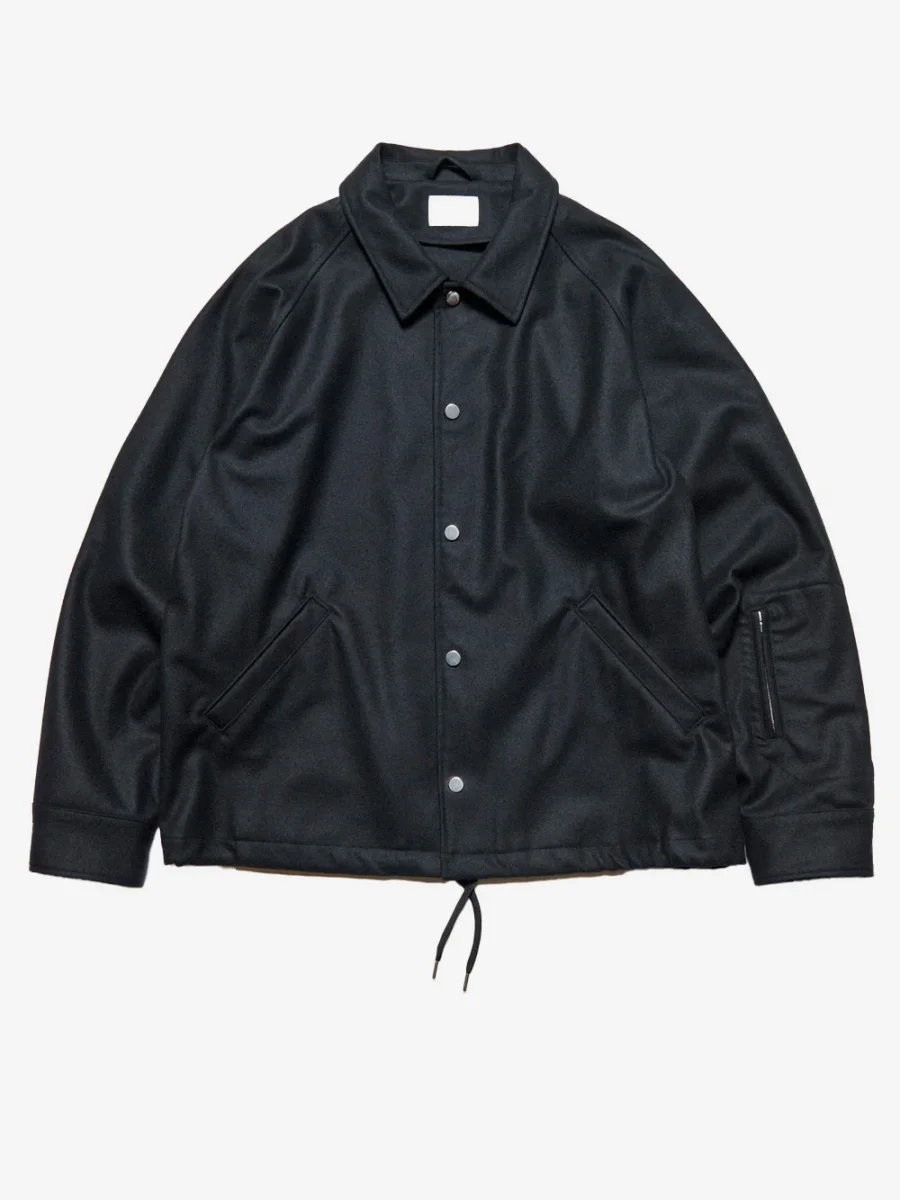 Giacca Coach nera in lana Melton leggera - immagine 2