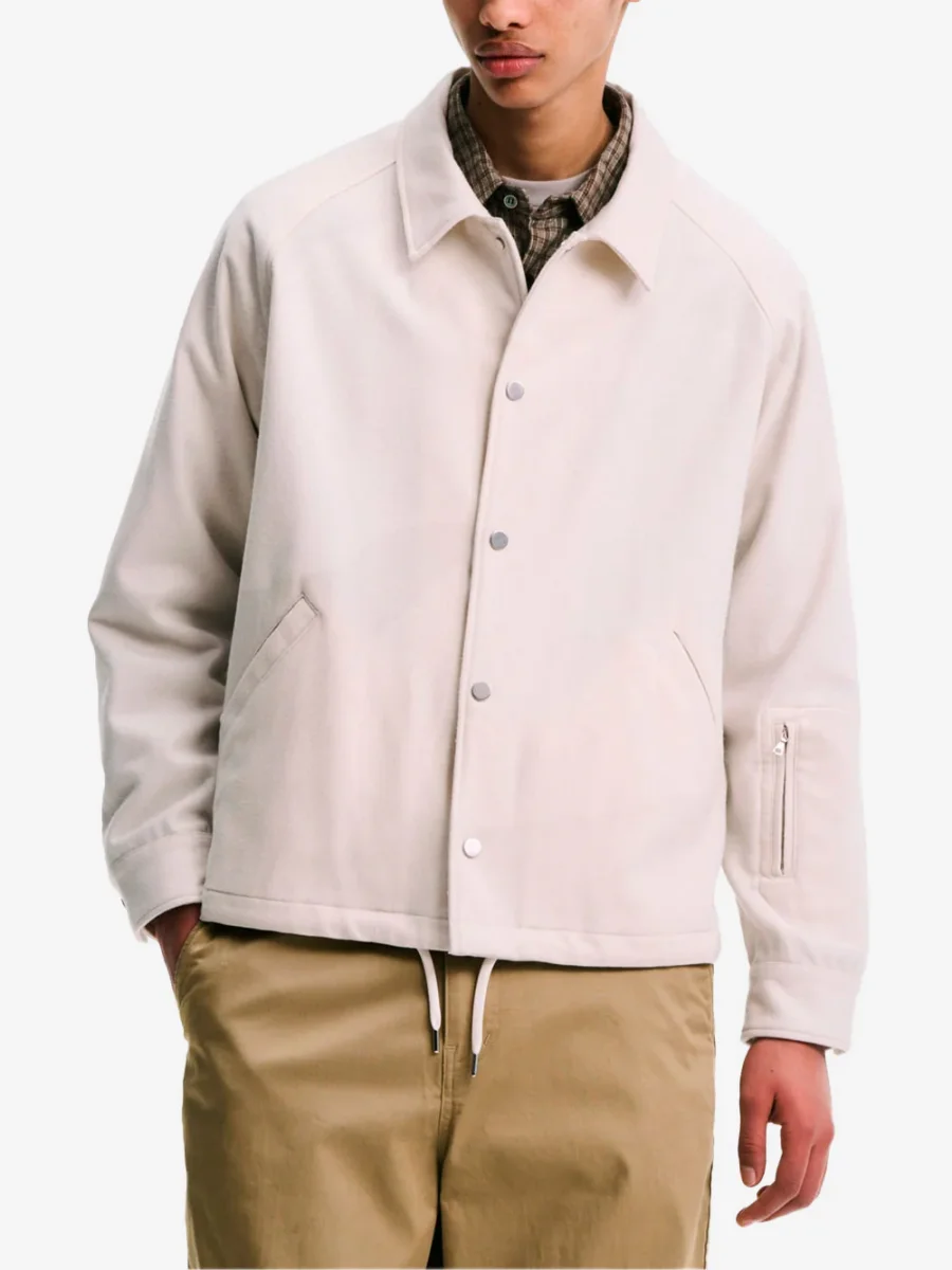 Giacca Coach bianca in lana Melton leggera - immagine 4