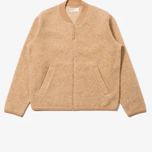 Bomber beige in lana con zip