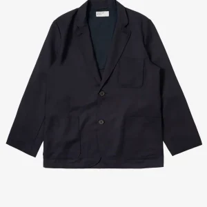 Giacca blu in misto lana a due bottoni