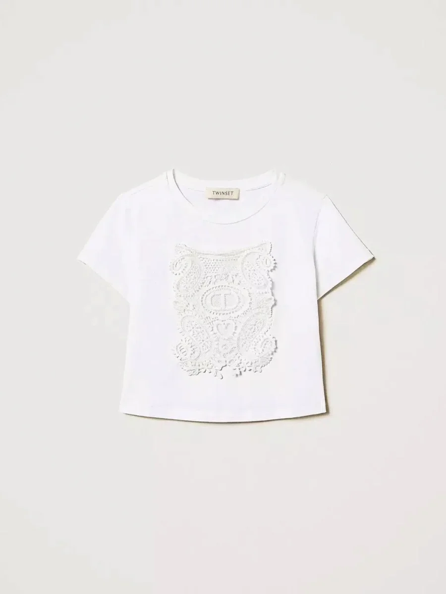 Twinset t-shirt kids bianco con pizzo - immagine 6