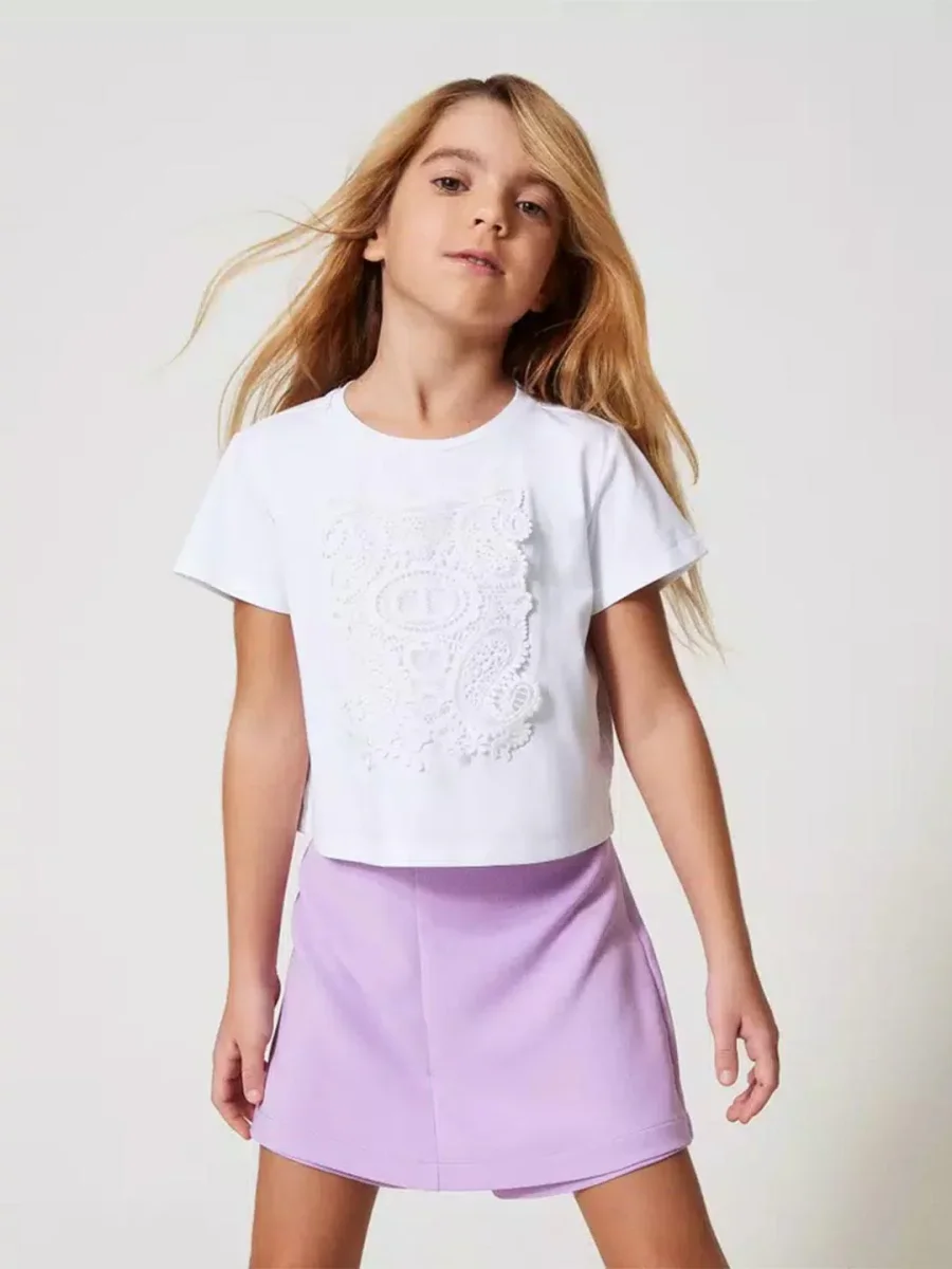 Twinset t-shirt kids bianco con pizzo - immagine 5