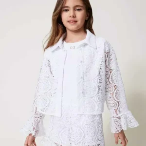 Twinset camicia kids bianco in pizzo