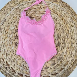 Island Coco costume kids rosa intero con fiorellini