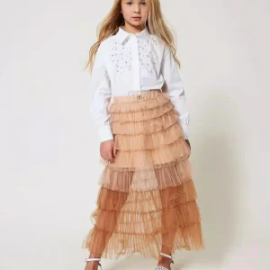 Twinset gonna kids beige lunga in tulle