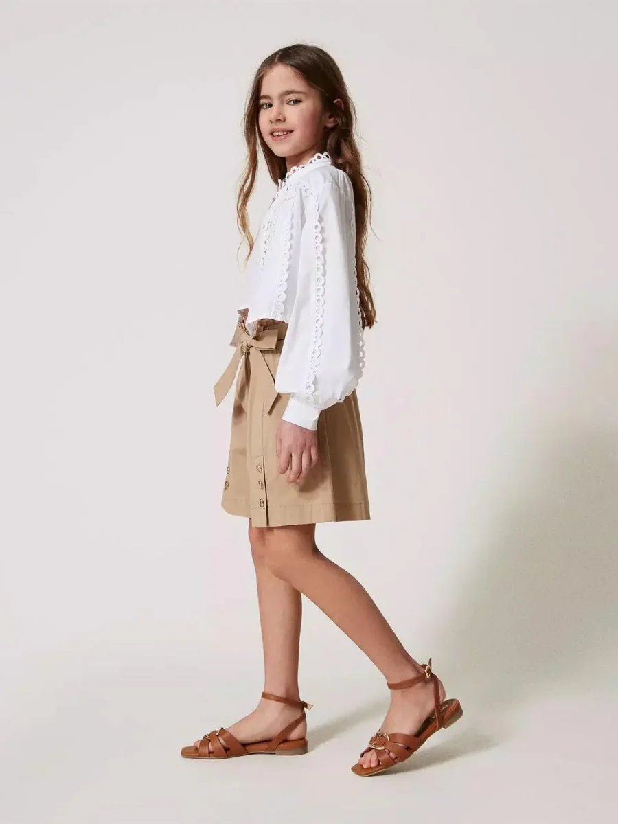 Twinset shorts kids beige vita alta - immagine 4