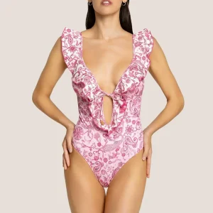 4Giveness Antibes costume rosa intero bandana