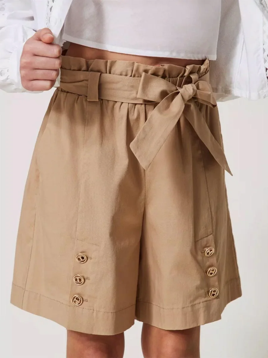 Twinset shorts kids beige vita alta - immagine 2