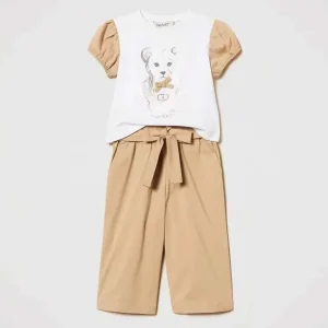 Twinset coordinato kids bianco stampa teddy