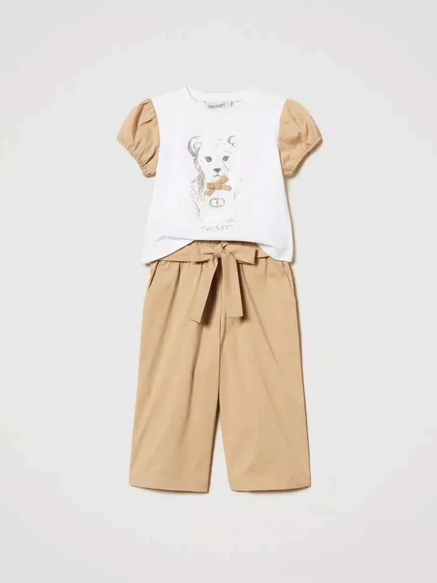 Twinset coordinato kids bianco stampa teddy - immagine 2