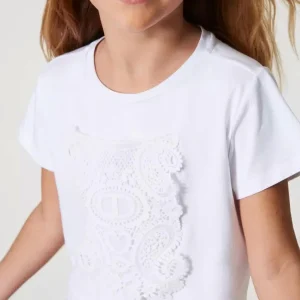 Twinset t-shirt kids bianco con pizzo