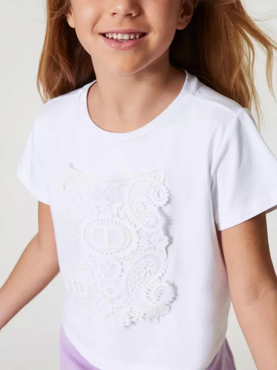 Twinset t-shirt kids bianco con pizzo