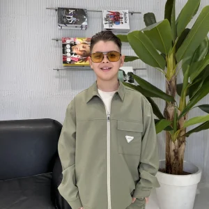 Yes London camicia kids verde con zip