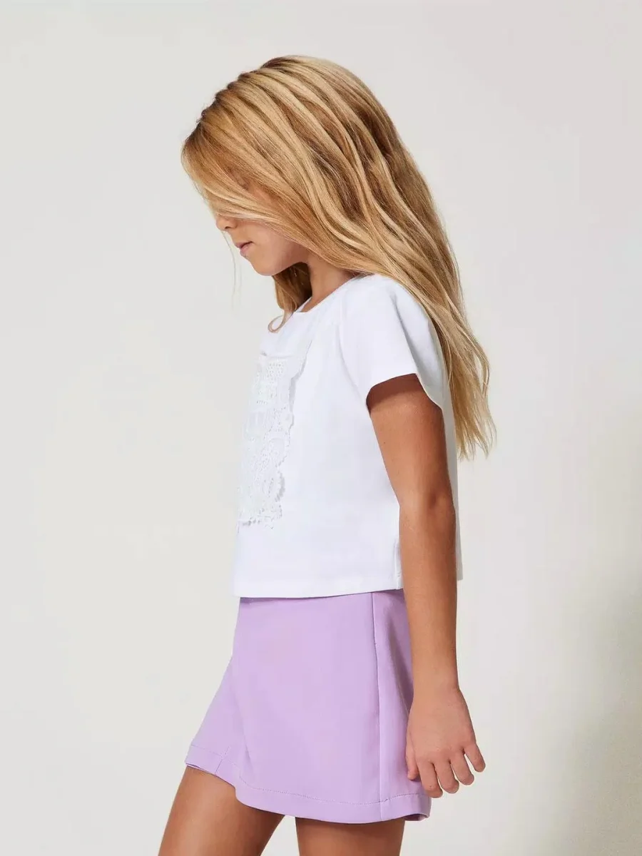Twinset t-shirt kids bianco con pizzo - immagine 3