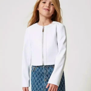 Twinset t-giubbino kids bianco effetto pelle