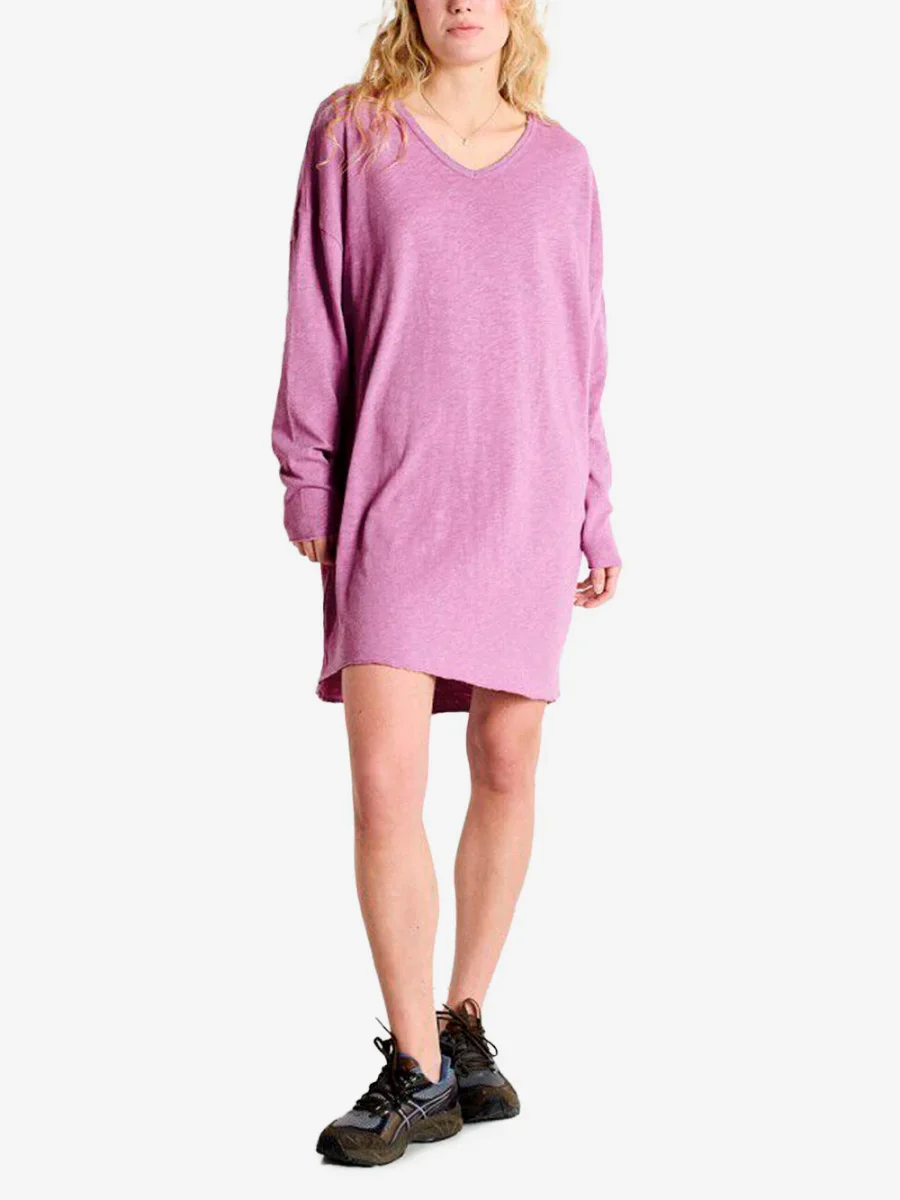 Abito maniche lunghe lilla con scollo a V - immagine 3