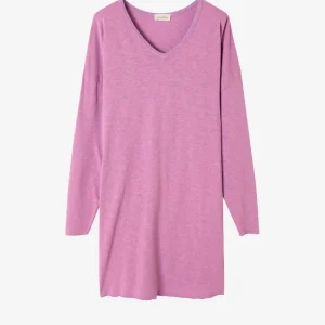 Abito maniche lunghe lilla con scollo a V