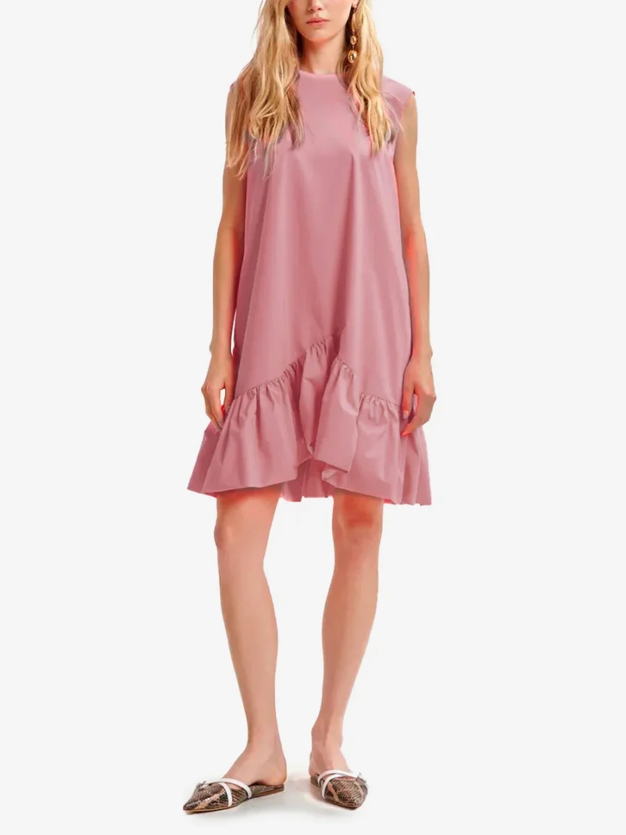 Abito corto rosa con schiena scoperta e fiocco - immagine 3