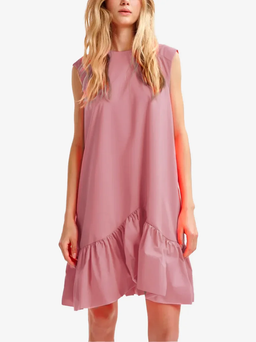 Abito corto rosa con schiena scoperta e fiocco - immagine 4