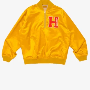 Felpa con zip satinata gialla