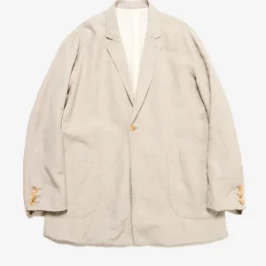 Blazer in lino e lana relaxed fit beige